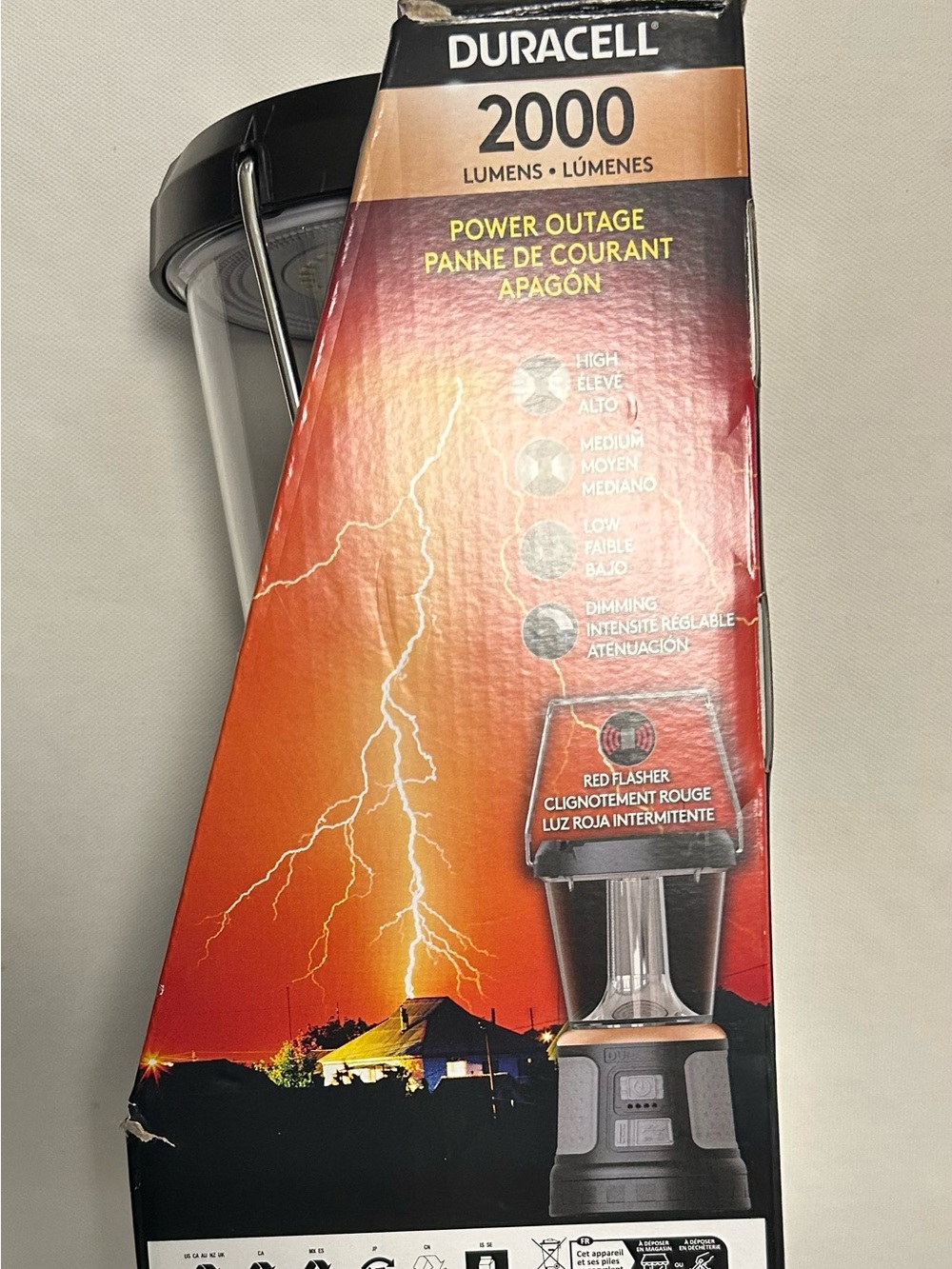Duracell 2000-Lumen Tri-Power Rechargeable Lantern - Black and Gray - Picture 2 of 4